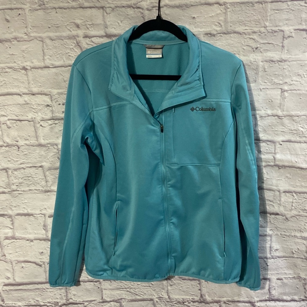 Columbia Womens Light Blue Soft Shell Fleece Lined Full Zip Jacket Size XL